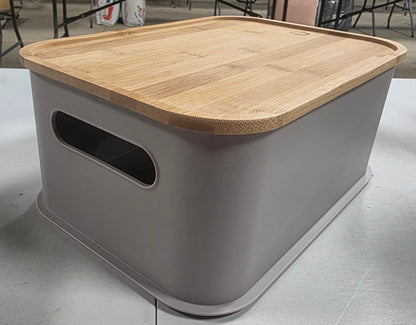 iDesign Plastic 11.9" Medium Open Front Storage Bin with Handle Grey