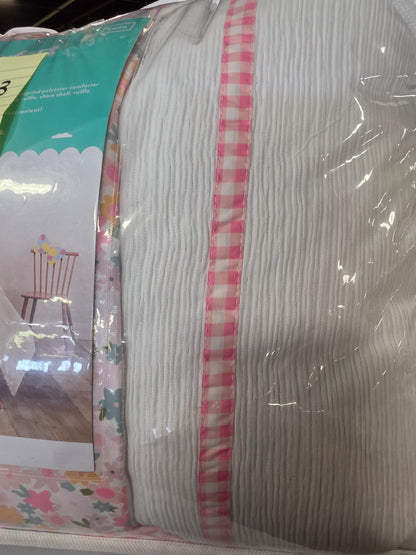 Twin Reversible Crinkle Bow Gingham Floral Kids' Comforter & Sham Set