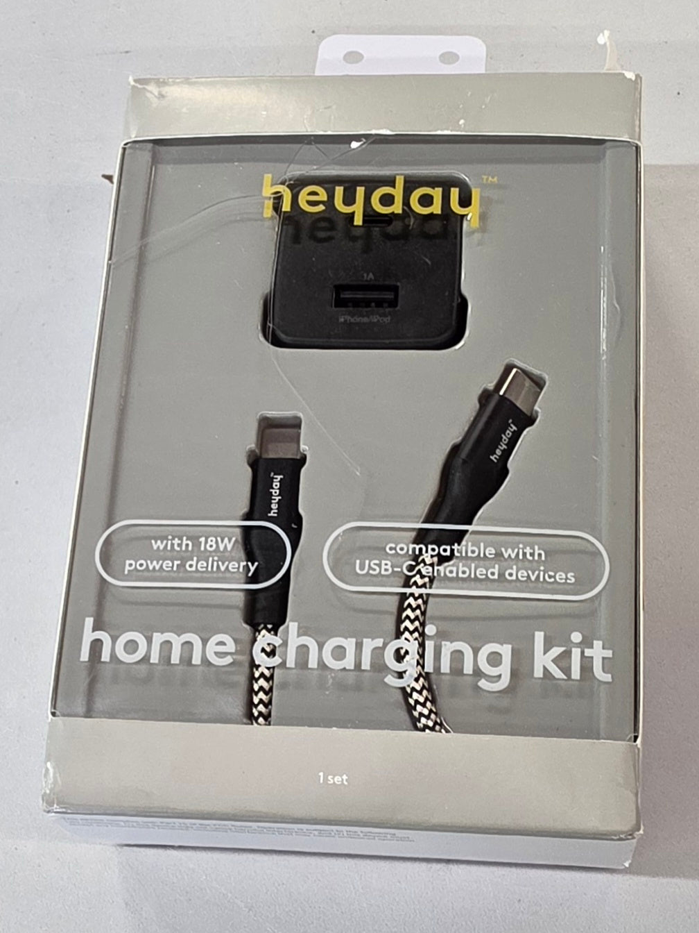 2-Port USB-A USB-C Wall Charger with 6' USB-C to USB-C Braided Cord - heyday™ Matte Black - OPEN BOX