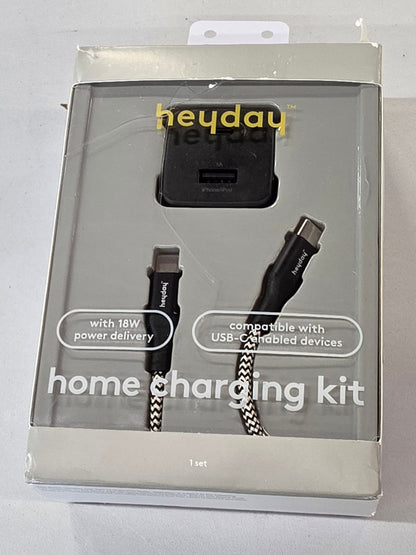 2-Port USB-A USB-C Wall Charger with 6' USB-C to USB-C Braided Cord - heyday™ Matte Black - OPEN BOX