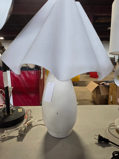 Wavy Shade Collection with Ceramic Base Table Lamp White
