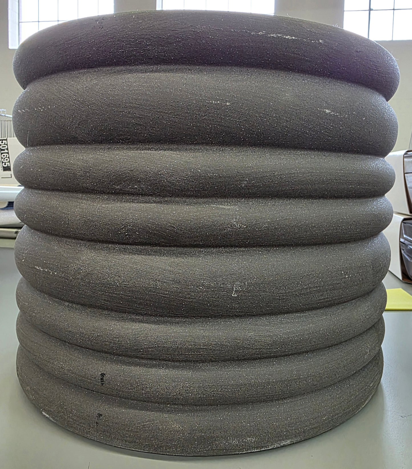 Banded Stoneware Indoor Outdoor Planter Pot Charcoal Gray