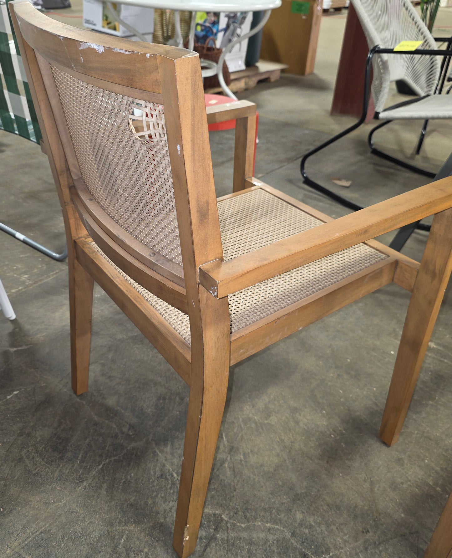 Wood Caning Stackable Patio Chair Brown - Threshold™ designed with Studio McGee. AS-IS PICKUP ONLY