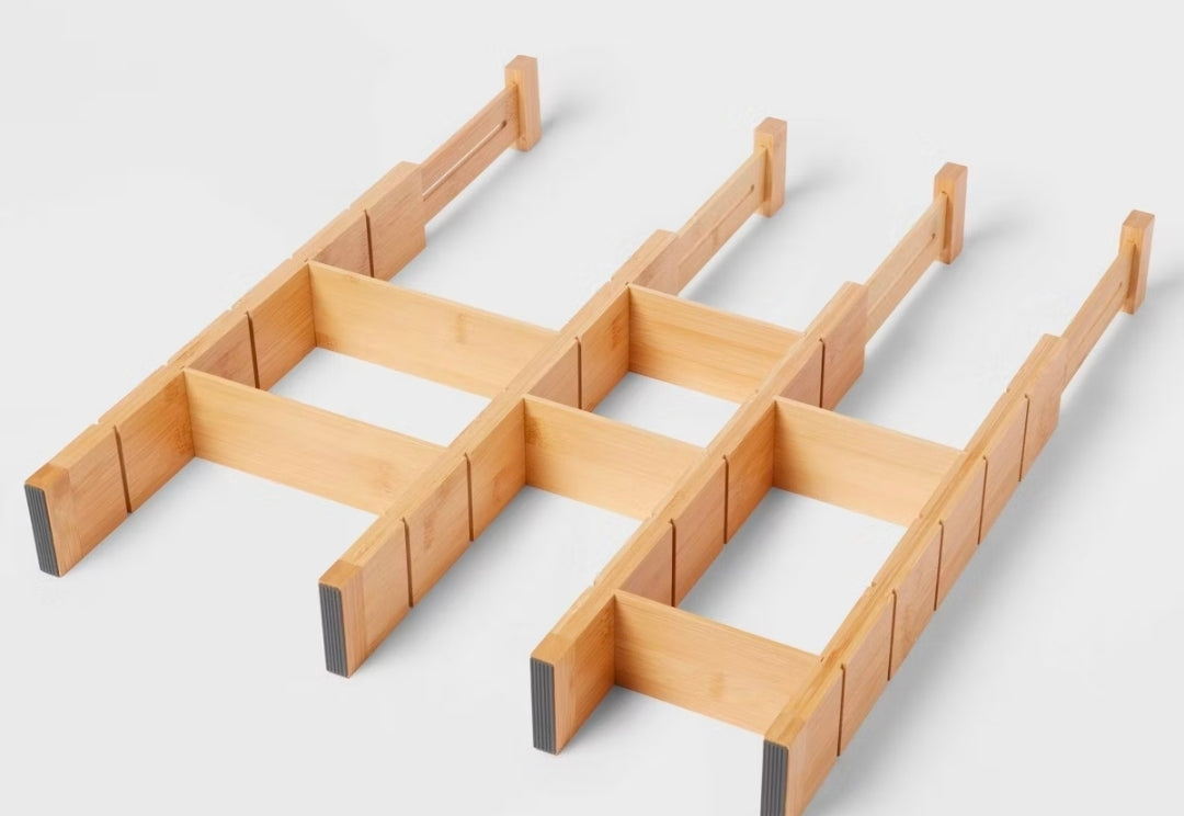 Expandable Drawer Dividers Yellow 4pk Natural -  Adjustable Organizer for Closet Storage