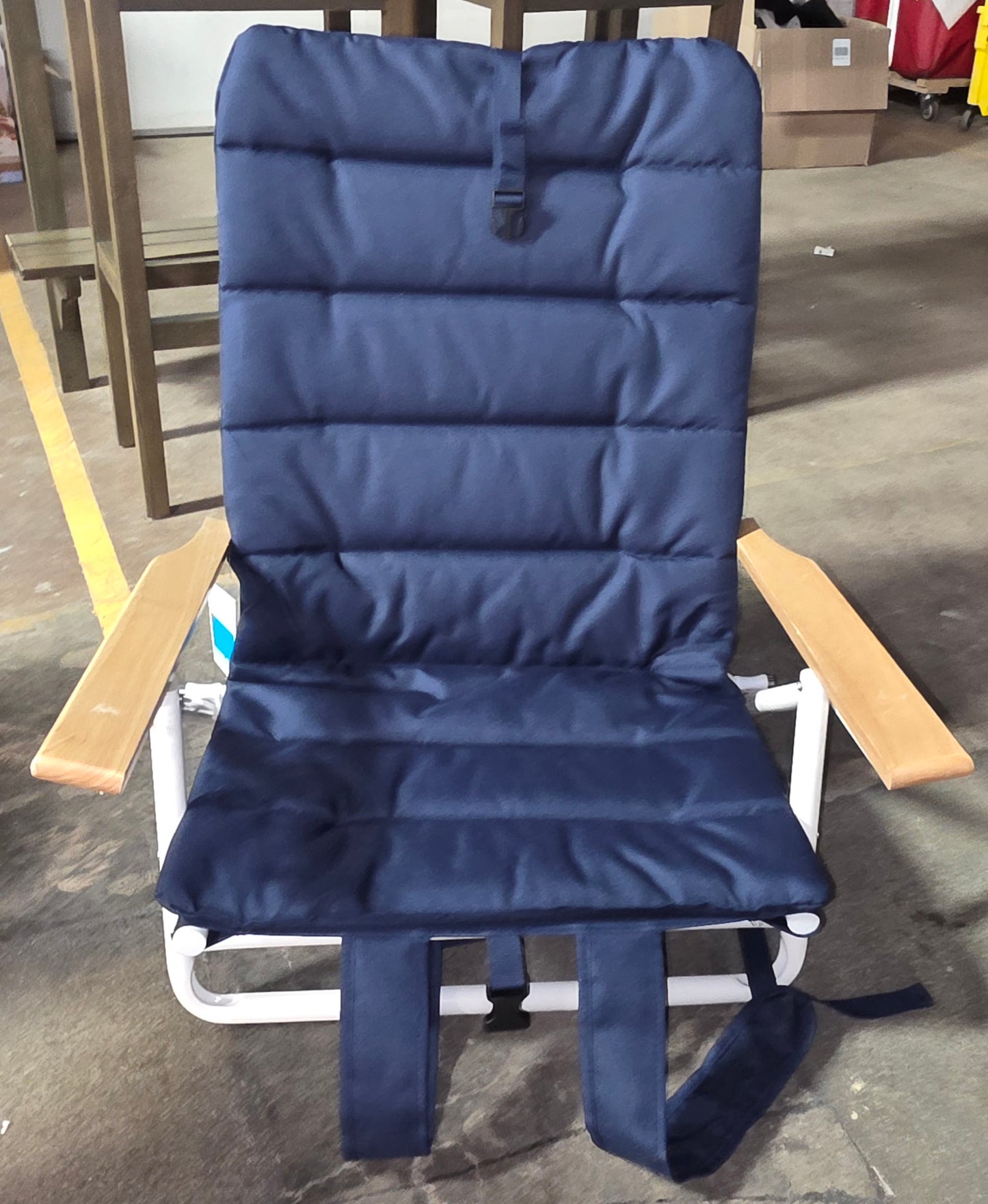 Padded Backpack Beach Chair Navy/Cream - PICKUP ONLY