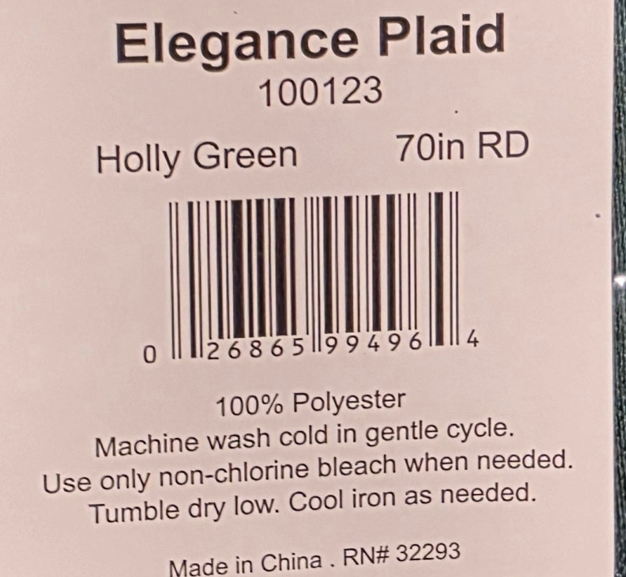 Holly Green Plaid 70" Round Tablecloth