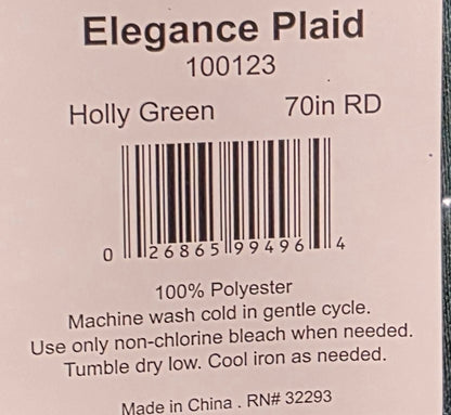 Holly Green Plaid 70" Round Tablecloth