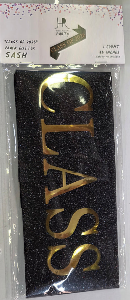Class of 2026 Sash, Black & Gold