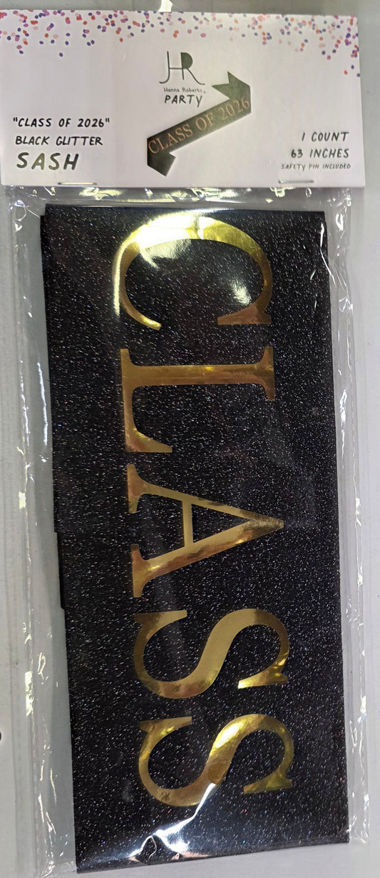 Class of 2026 Sash, Black & Gold