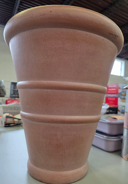Classic Ribbed Composite Indoor Outdoor Planter Pot 14"x14"x16" Terracotta Pink