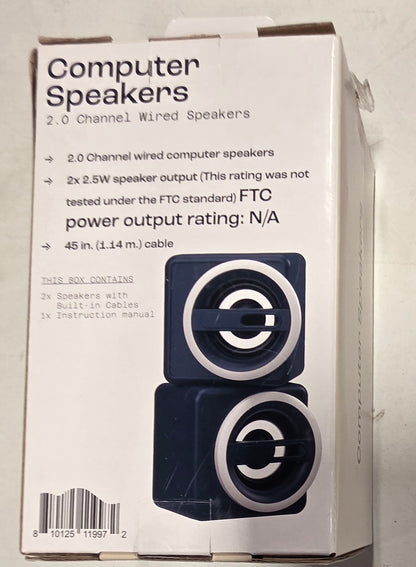 North Computer Speakers - Navy Blue: 3.5mm Jack, Lightweight Design