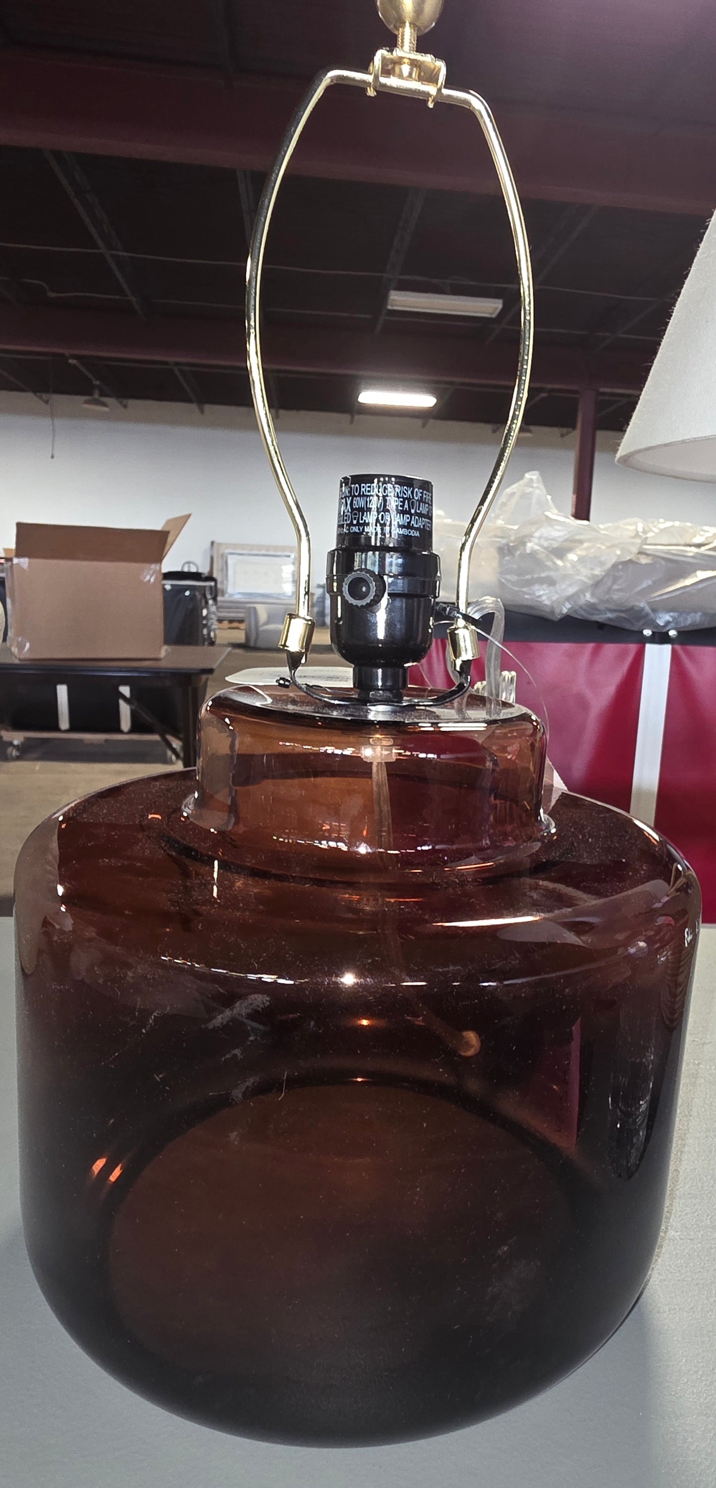 Amber Glass Table Lamp Base Only