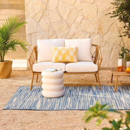 5'x7' Melange Rectangular Woven Outdoor Area Rug Blue