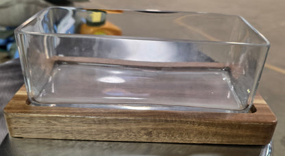 Medium Glass Terrarium with Wood Base Rectangular Natural Wood 10.83"x5.59"x4" - Threshold™