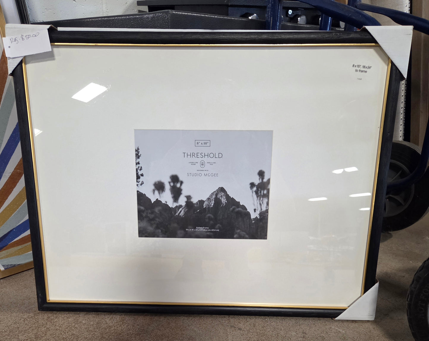 8x10" gallery wall frame black/brass - AS IS - MINOR COSMETIC FLAWS - PICK UP ONLY