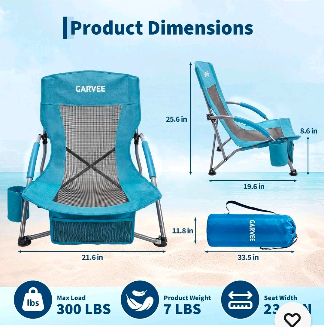 Garvee Low Back Folding Beach Chair PICKUP ONLY