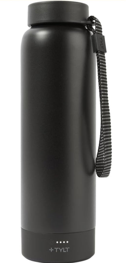 TYLT Power Bottle 2.0 24oz Stainless Steel Water Bottle with Magnetic Portable Power Bank