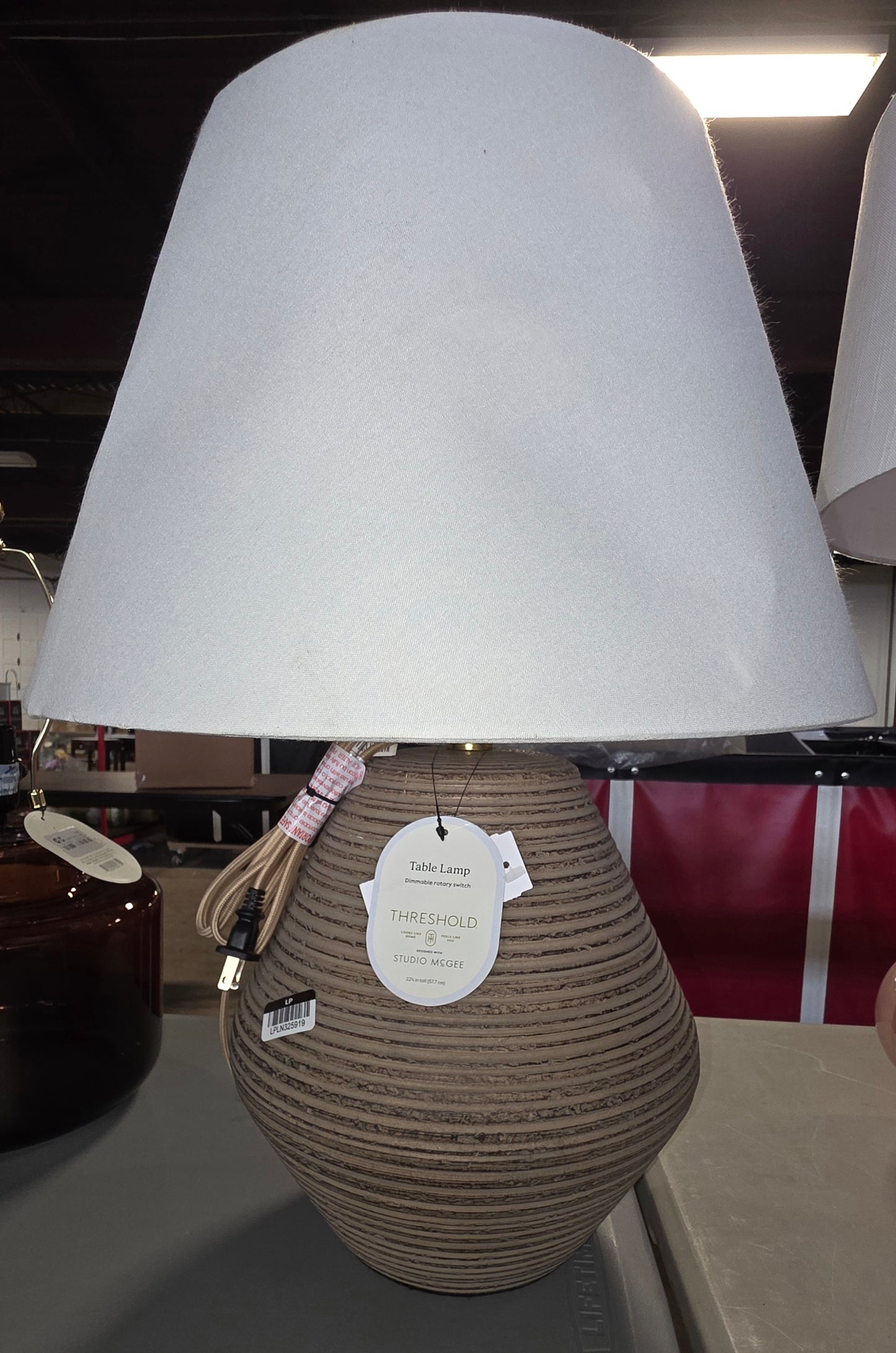 23"x17" Assembled Resin Table Lamp Tan