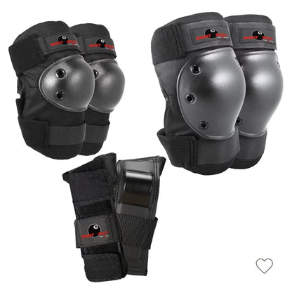 Eight ball kids' 8+ pad set 3pk: elbow, knee, wrist protection - OPEN PACKAGE