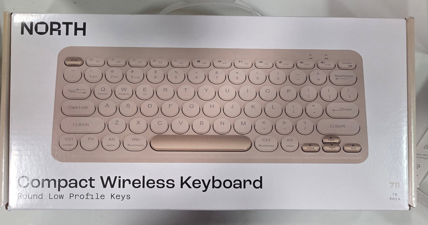 North Compact Round Key Wireless Keyboard - Beige