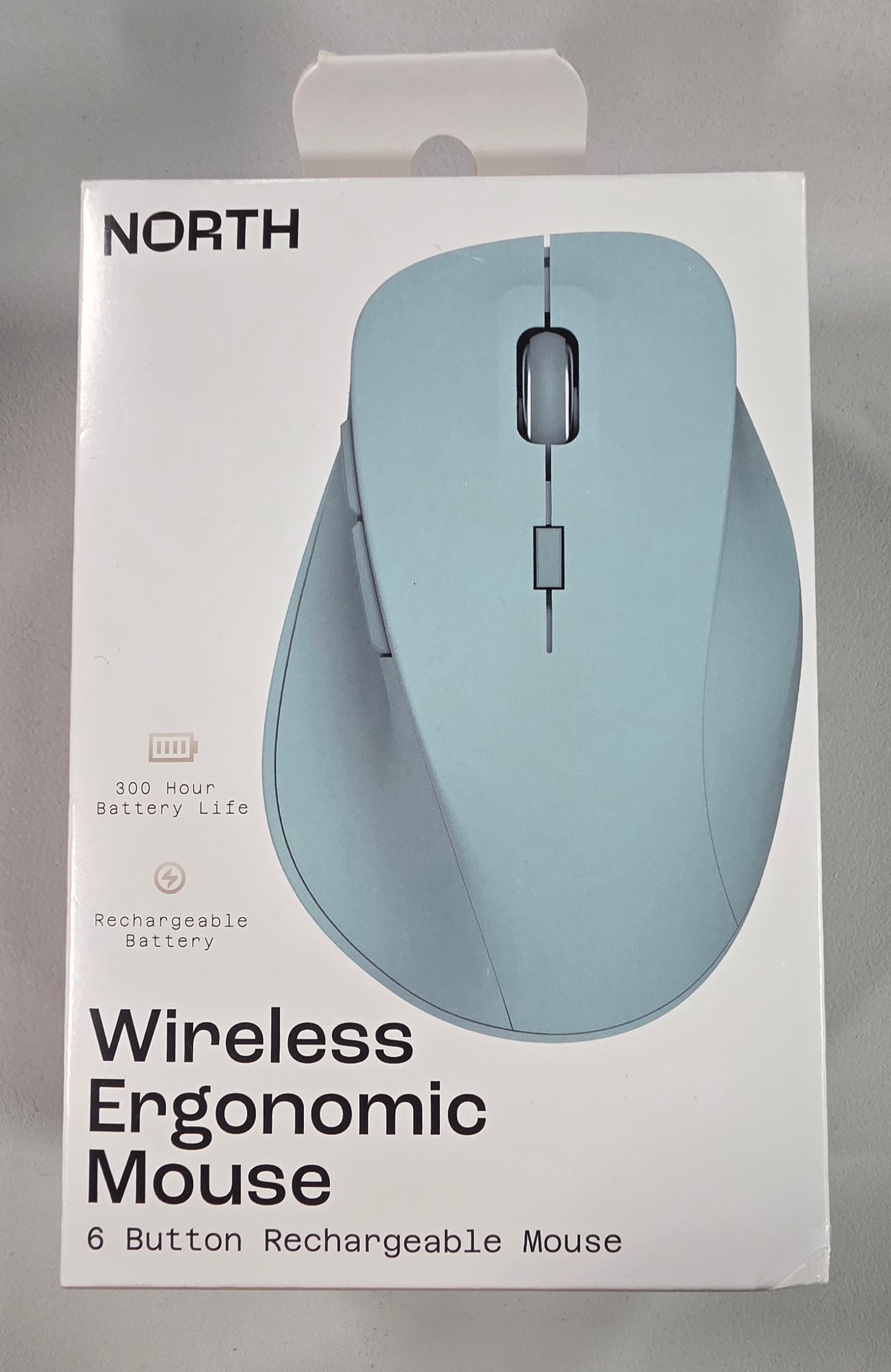 North Wireless Ergonomic 6 Button Mouse - Sky Blue: Rechargeable