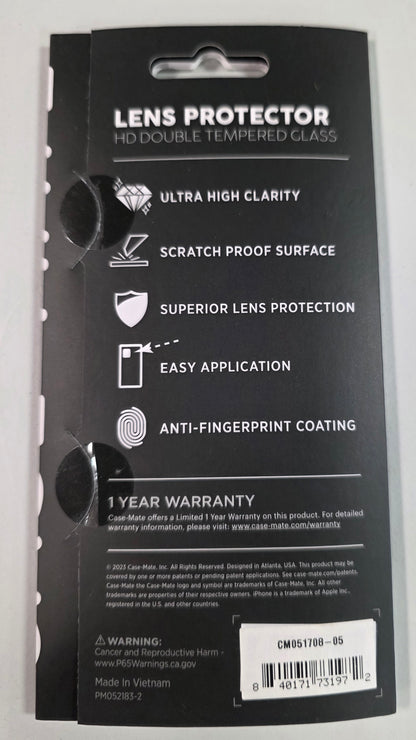 Case-Mate Apple iPhone 15 Pro/iPhone 15 Pro Max Lens Protector - Clear