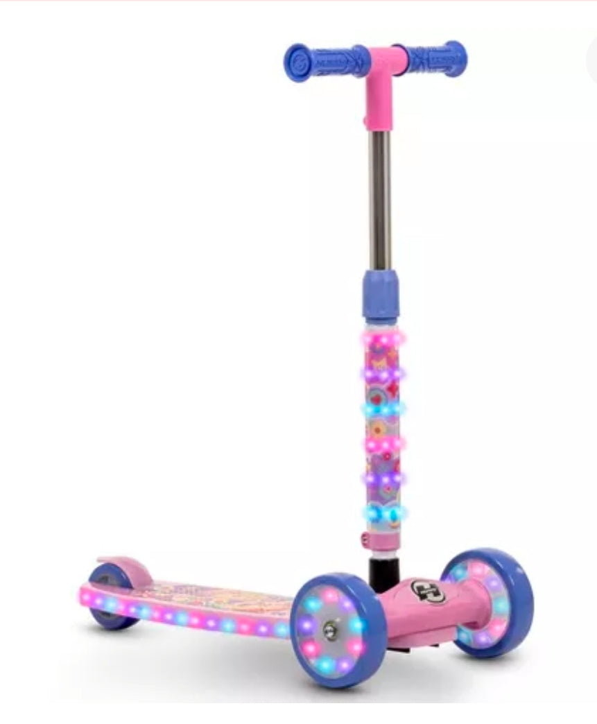 Huffy Disney Princess 3-Wheel Scooter with LED Lights - Pink/Purple