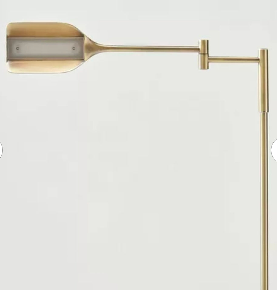 Floor Lamp 53" Tall Brightech Leaf Modern Dimmable Integrated LED Swing Arm Arc Floor Lamp Antiqued Bras