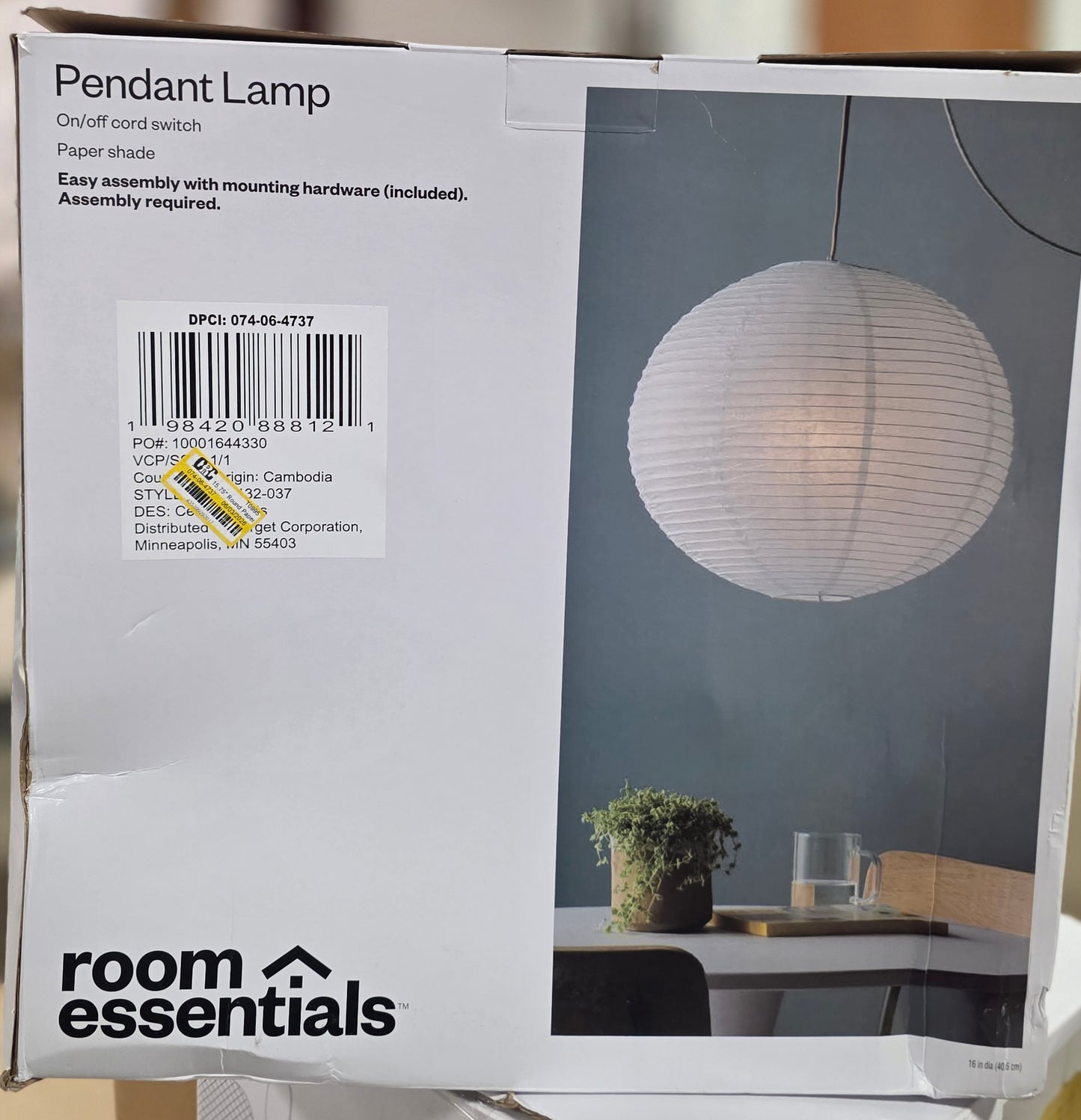 15.75" Round Paper Shade Ceiling Light - Room Essentials™