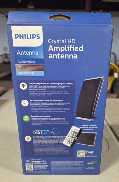 Philips crystal HD indoor amplified TV antenna with 6' coaxial cable