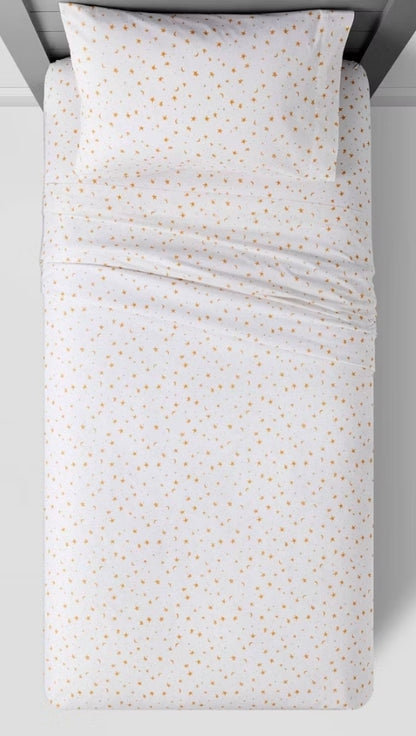 Full  Size Sheets - Stars Cotton Kids' Sheet Set Yellow/White: Full Size, 220 Thread Count