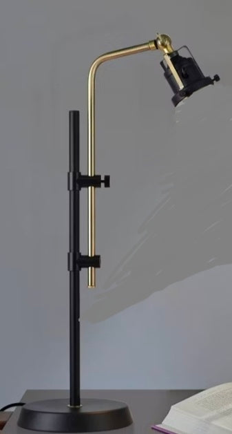 Black Metal Adjustable Table Lamp with Bronze Finish - no shade