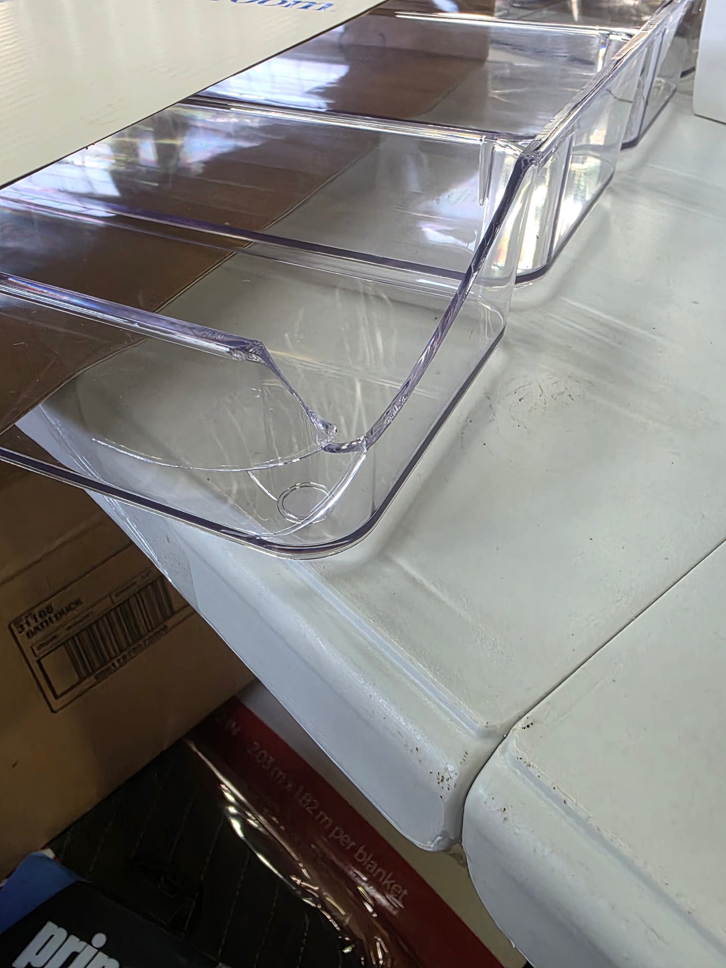 3 Compartment Plastic Organizer - Clear In-Drawer Storage, Contemporary Style, 16"x13" AS-IS