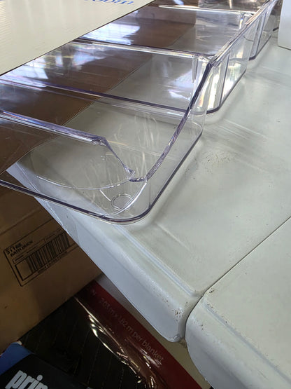 3 Compartment Plastic Organizer - Clear In-Drawer Storage, Contemporary Style, 16"x13" AS-IS