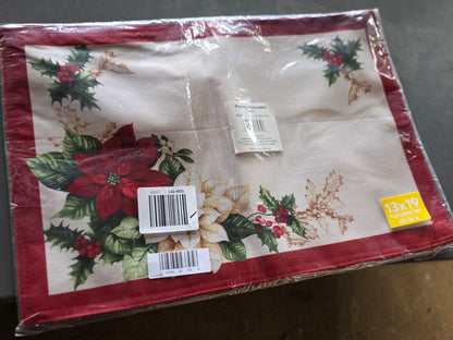 Presley Poinsettia - Red & White Poinsettia Set 4-pc. Placemat