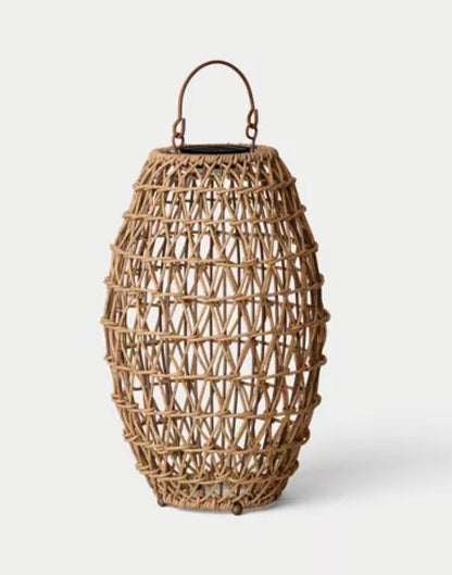 Open Weave Solar LED Medium Outdoor Lantern 17.5" Tall