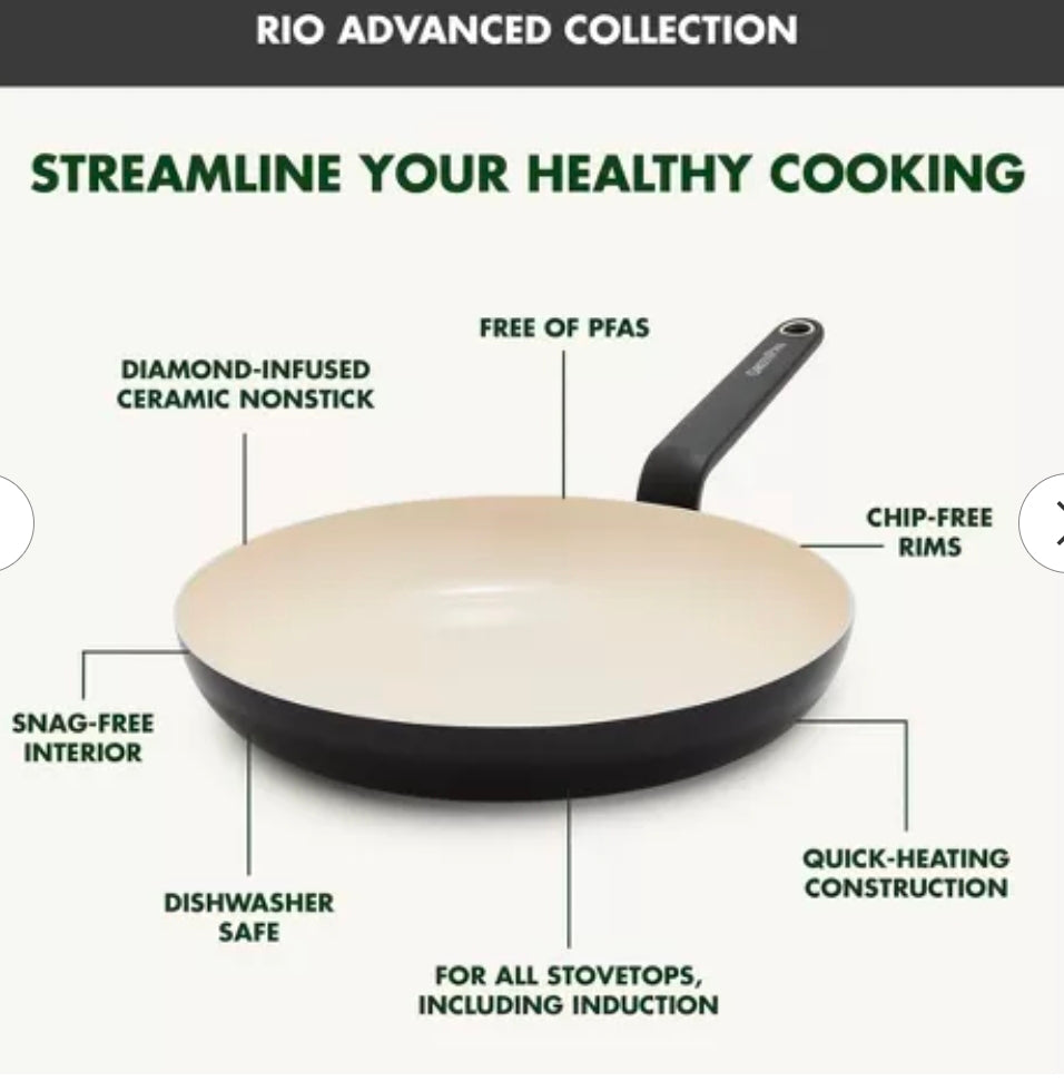 GreenPan Rio Advanced 10" Ceramic Nonstick Fry Pan Black