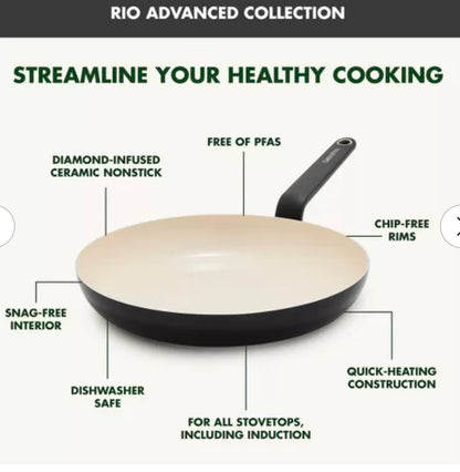 GreenPan Rio Advanced 10" Ceramic Nonstick Fry Pan Black