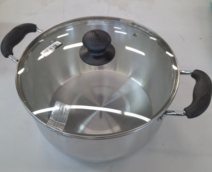 IMUSA 8qt Aluminum Pot with Glass Lid and Bakelite Handles: Medium Soup Pot, Stay-Cool Handle, Even-Heating