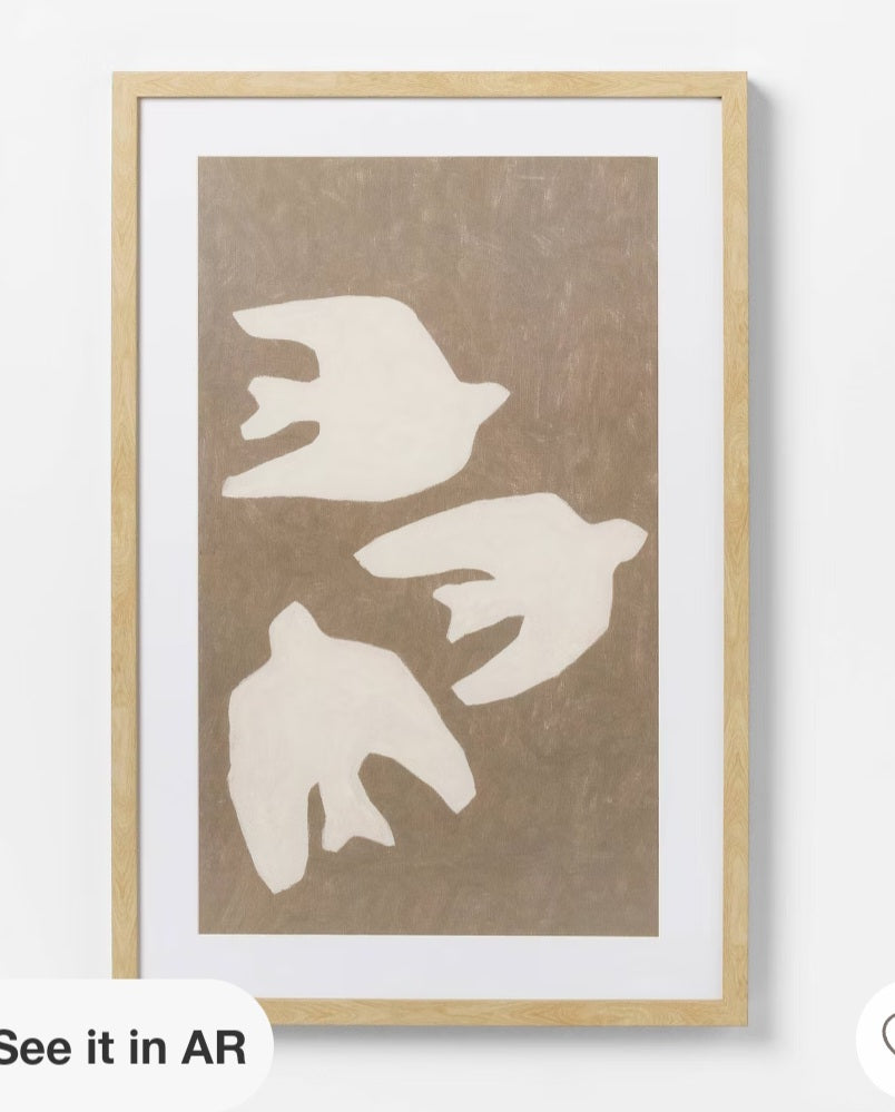 20x30" bird light wood framed art - PICK UP ONLY