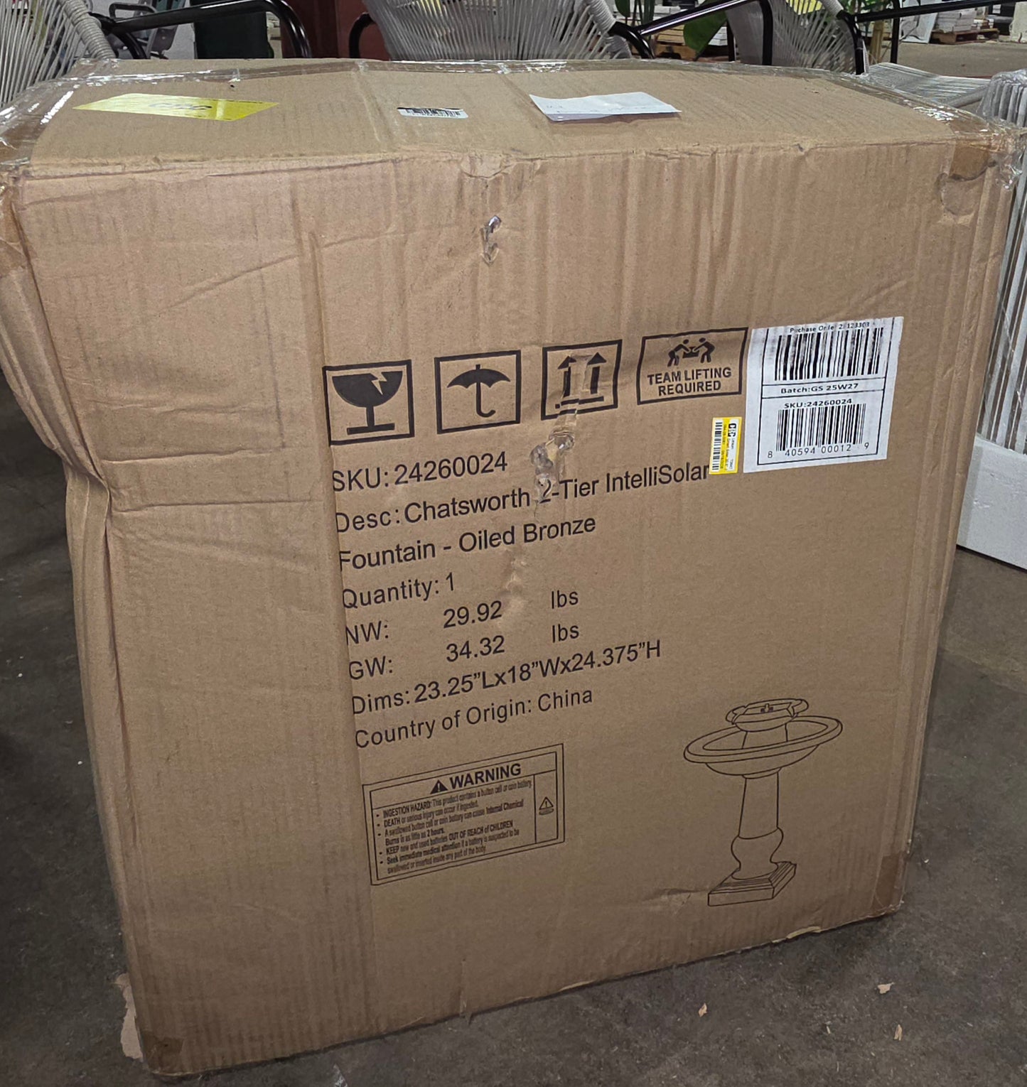 Smart Solar 30.5" Chatsworth intelliSOLAR 2-Tiered Fountain with Remote - Bronze PICKUP ONLY