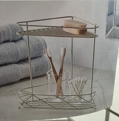 Better Homes & Gardens Caged 2-Tier Vanity Shelf, 10.75" x 6.5" x 10.6", Satin Nickel Finish