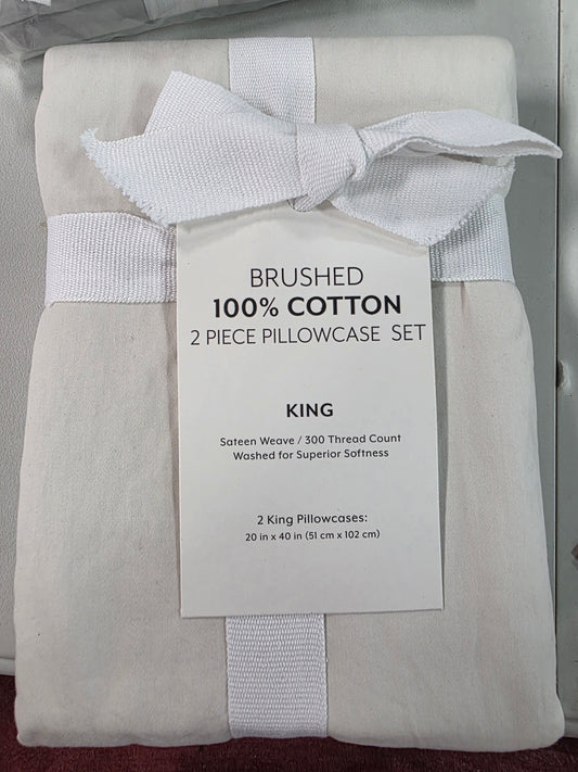 King Pillowcases Brushed 100% Cotton 2pc