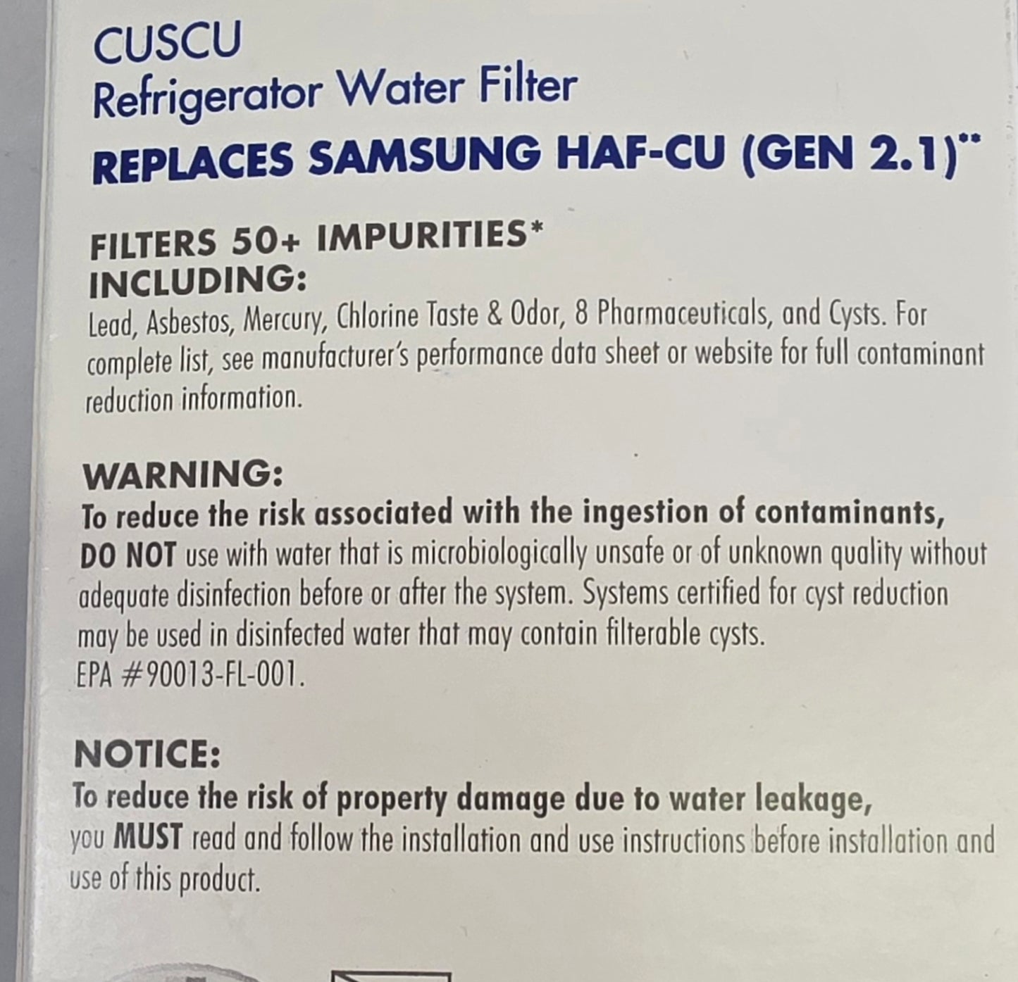 Culligan CUSCU Replacement Samsung (HAF-CU1) Refrigerator Water Filter