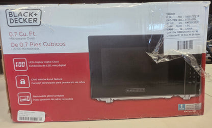BLACK+DECKER 0.7 cu ft Microwave Black PICKUP ONLY & DAMAGED Box