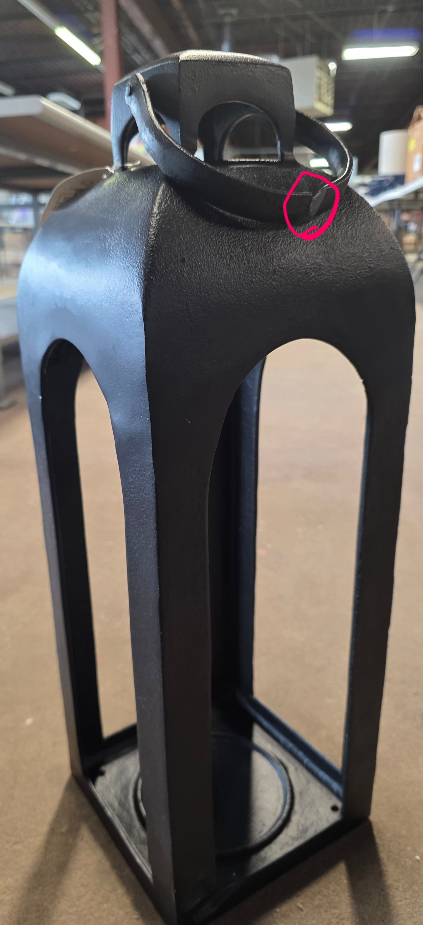 22.5"x7.7" Pillar Cast Aluminum Outdoor Lantern Candle Holder Black - Threshold™ AS-IS PICKUP ONLY