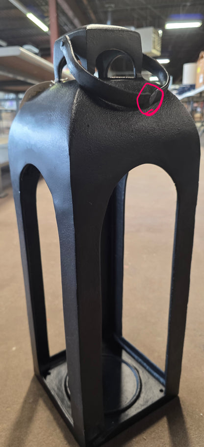 22.5"x7.7" Pillar Cast Aluminum Outdoor Lantern Candle Holder Black - Threshold™ AS-IS PICKUP ONLY