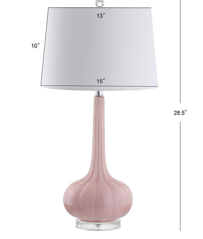 28.5" Bette Glass Teardrop Lamp Set of 2: JONATHAN Y, White Drum Shade