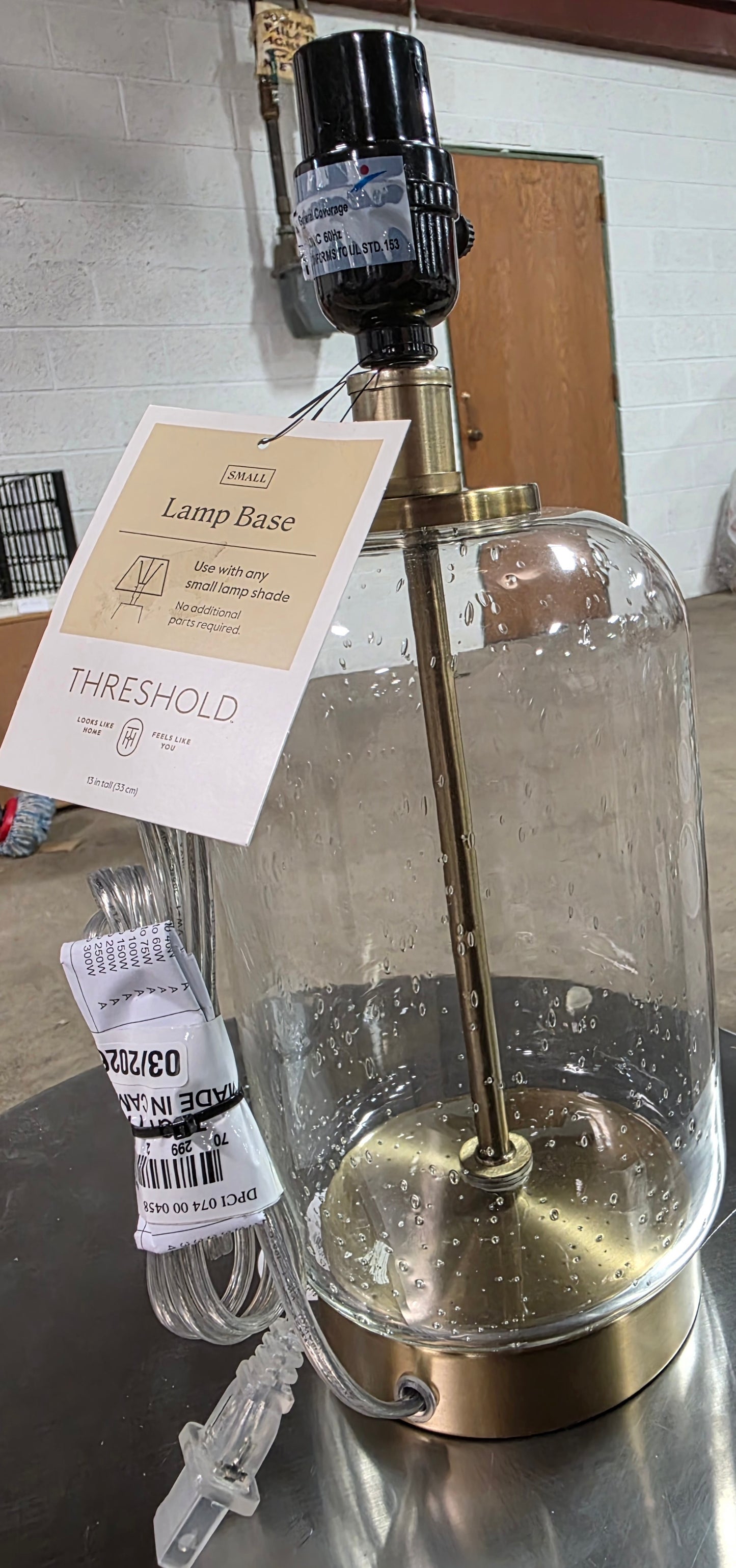 Bubble Glass with Brass Detail Small Lamp Base Clear - Threshold™