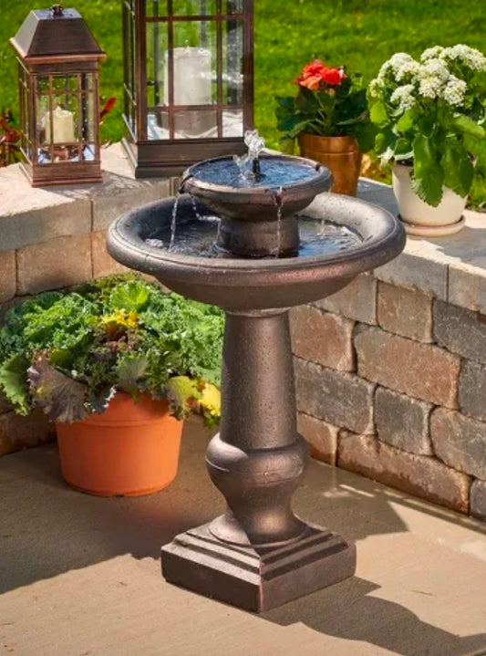 Smart Solar 30.5" Chatsworth intelliSOLAR 2-Tiered Fountain with Remote - Bronze PICKUP ONLY